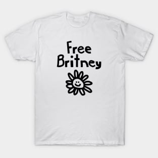 Free Britney Daisy Smiley Face Black T-Shirt